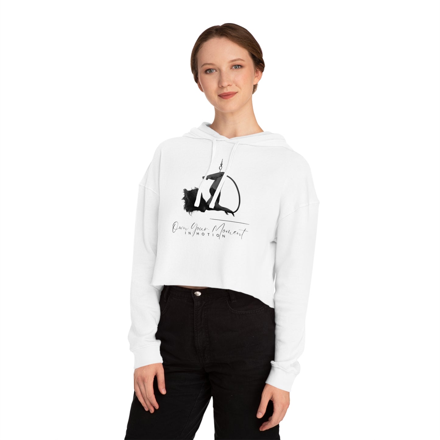 "Own Your Moment in Motion" (Lyra) Cropped Hooded Sweatshirt