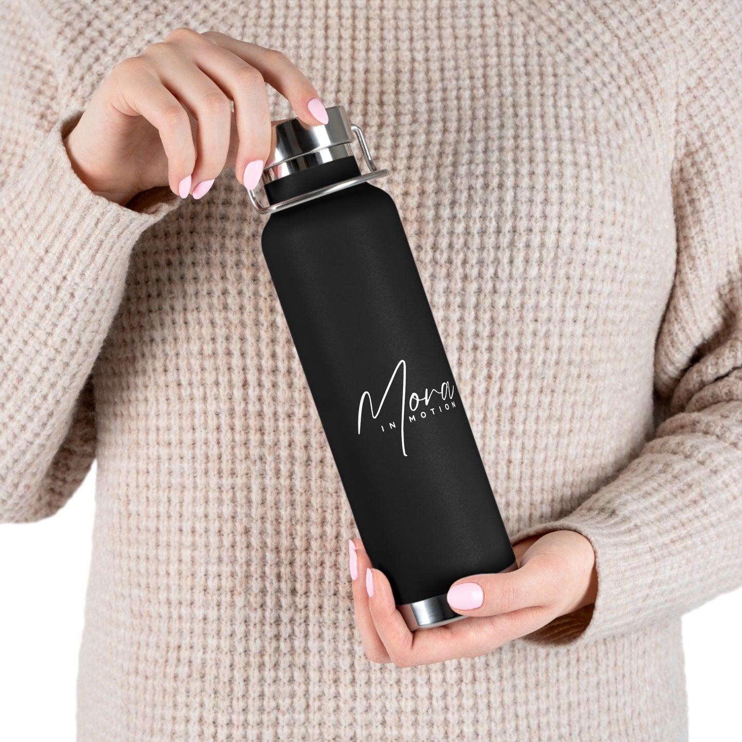 "Mora in Motion" in White Copper Insulated Water Bottle - 22oz