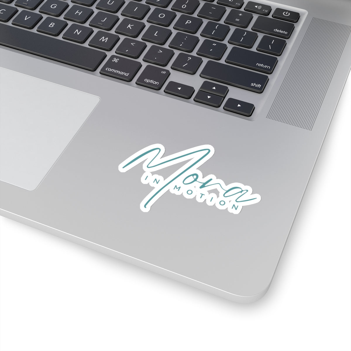 "Mora In Motion" in Teal Kiss-Cut Stickers